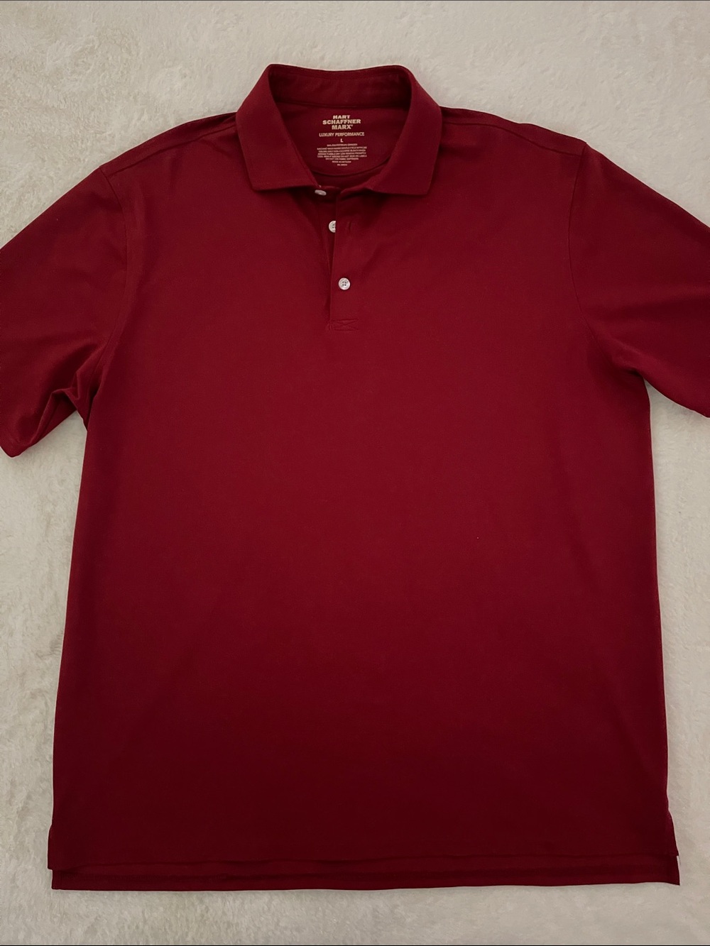 Hart Schaffner Marx Men's Classic Burgundy Polo Shirt SZ L